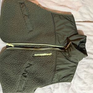 Old Navy Olive Green Quilted Sherpa Vest